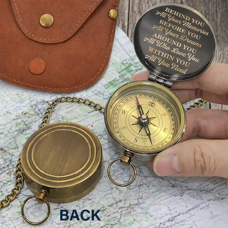 Gift For Yourself,Gift For Women,Gift For Men,Graduation,Love - Behind You All Memories Graduation - Personalized Engraved Brass Compass