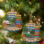 Christmas, Gift For Couples, Icon, Old Couples, Romantic, Travel - Road Trip Travel Gift For Couples, Family, Friends - Personalized Vacation Wooden Ornament
