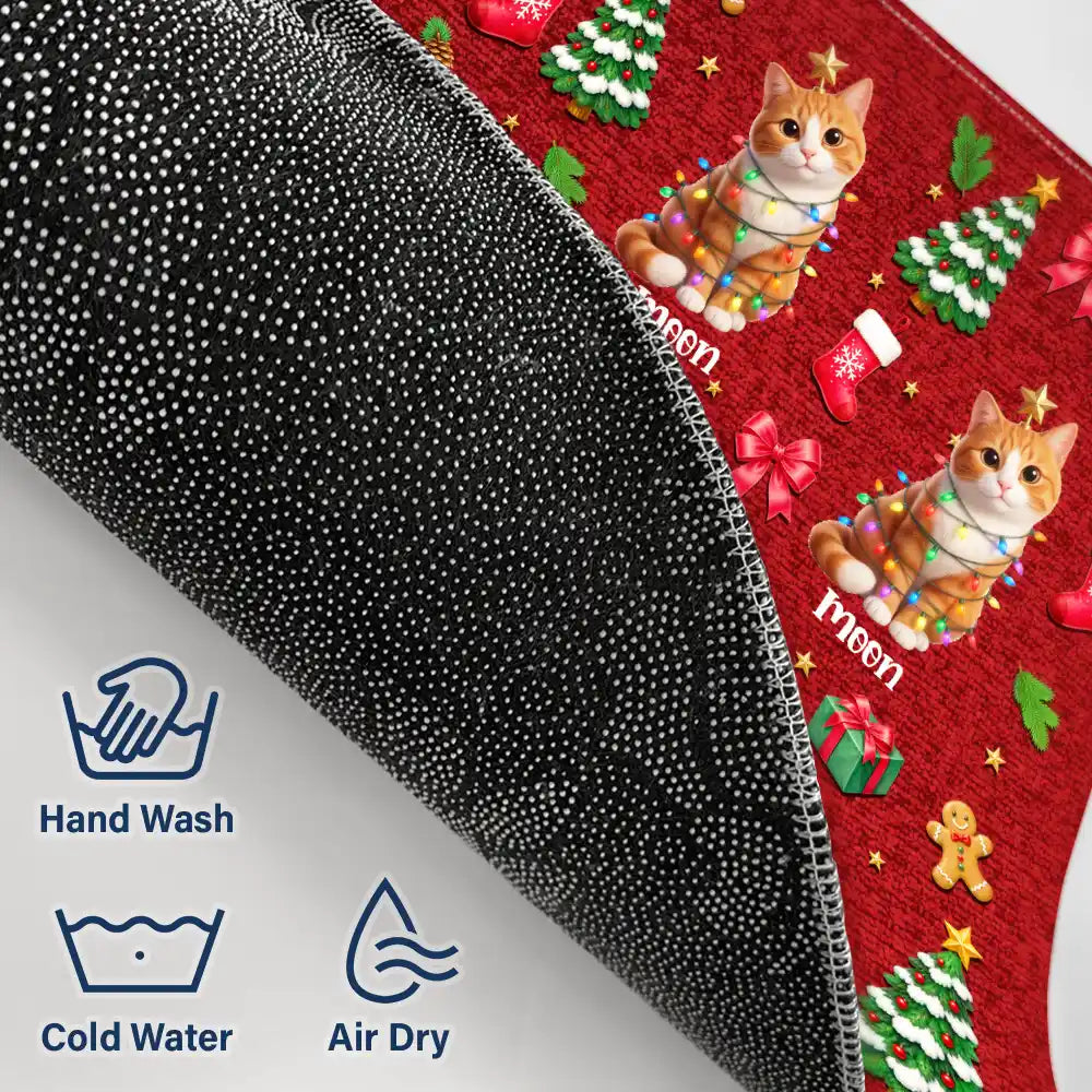 Art Design,Christmas,Custom Photo,Gift For Mother,Gifts For Her,Happy,Pet Lovers,Pet Mom,Photo - Christmas Accessories 3D Cartoon Pet - Christmas Decor Gift For Pet Lovers - Personalized Custom Photo Merry Woofmas Doormat