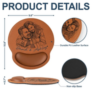 Gift For Couples,Gift For Husband,Gift For Wife,Gift For Women,Gift For Men,Gift For Grandpa,Gift For Bestie,Pet Lovers,Non-Eng,Photo - Pencil Sketch (Bold),Sentimental - Custom Photo Bold Sketch Portrait Family Pet Besties Couples - Personalized Leather Mouse Pad