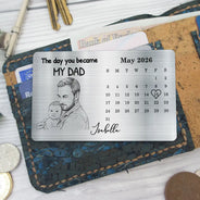 Custom Photo,New Dad,New Mom,New baby,Gift For Father,Non-Eng,Photo - Pencil Sketch,Calendar,Adorable - Custom Photo Pencil Sketch Calendar The Day You Became My Mom Dad - Personalized Aluminum Wallet Card