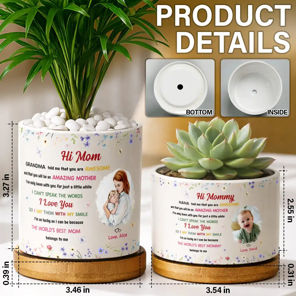 New Mom,Love,Gift For Mother,Photo,Sentimental - Custom Photo The World's Best Mommy Belongs To Me - Personalized Ceramic Plant Pot