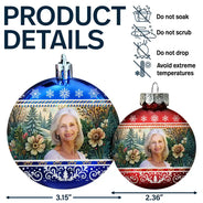 Family,Christmas,Love - Custom Photo Vintage Memorial Christmas Winter Scene - Personalized Ball Ornament