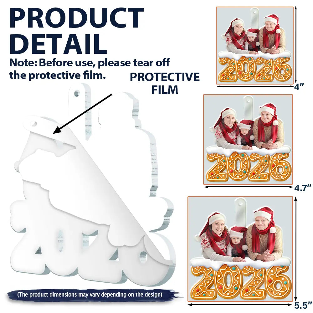 Family, Gift For Women, Gift For Men, Custom Photo, Christmas - Custom Photo Christmas Family Gingerbread - Personalized Custom Shaped Acrylic Ornament