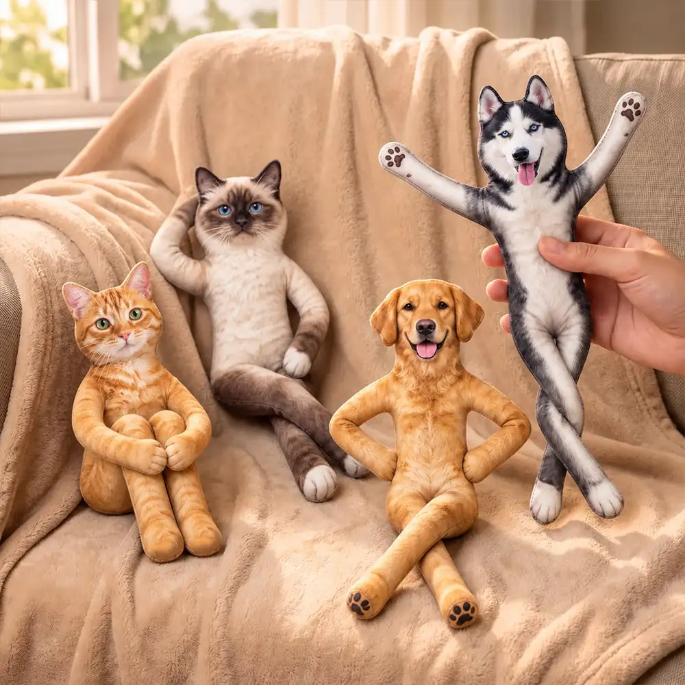 Art Design, Christmas, Custom Photo, Humorous, Pet Lovers, Photo - Poseable Body Doll - Funny Gift For Dog Mom, Dad, Cat Lover - Personalized Custom Photo Pet Squishy Toy Poseable Plush Doll Poseable Plush Doll