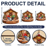 Christmas, Gift For Couples, Pet Couple, Pet Lovers, Romantic, Vector - Christmas Gift For Pet Couples - Personalized You & Me And The Cat Wooden Ornament