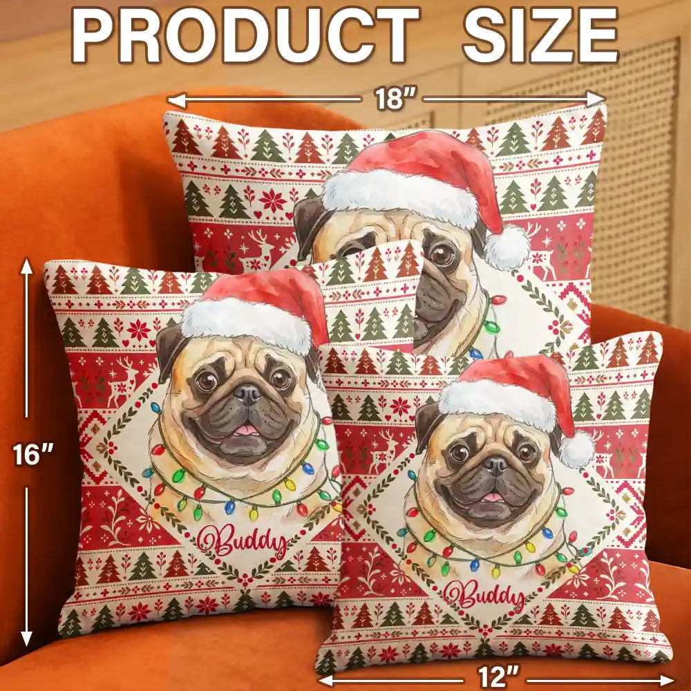 Art Design,Christmas,Custom Photo,Happy,Pet Lovers,Photo - Christmas Accessories 3D Cartoon Pet - Christmas Gifts For Pet Mom - Personalized Custom Photo Portrait Pillow