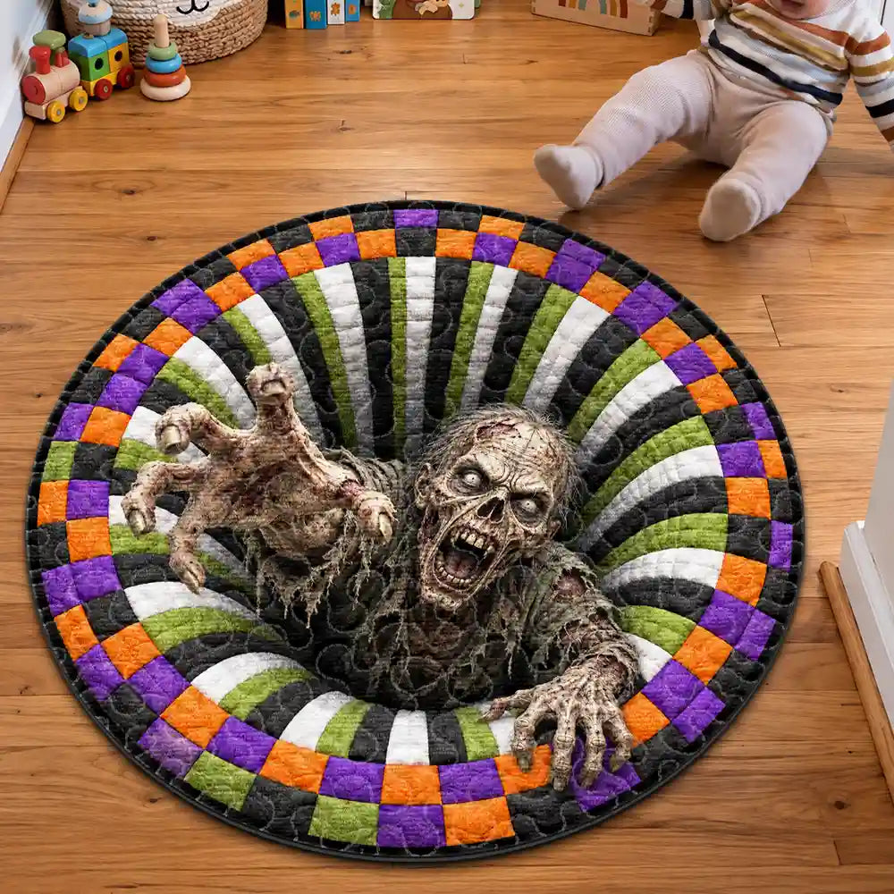 Top Market,Humorous,Halloween,Gift For Yourself,Icon - Halloween 3D Effect Skeleton Witch Horor Vortex Quilted Doormat - Personalized Custom Shaped Rug