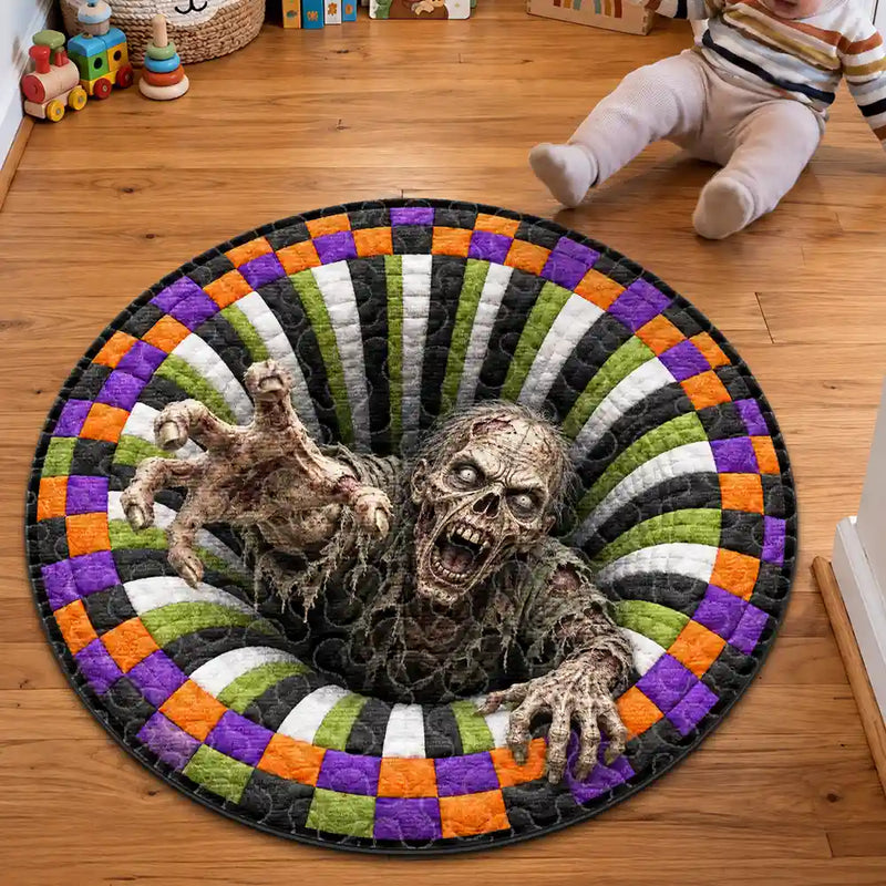 Top Market,Humorous,Halloween,Gift For Yourself,Icon - Halloween 3D Effect Skeleton Witch Horor Vortex Quilted Doormat - Personalized Custom Shaped Rug