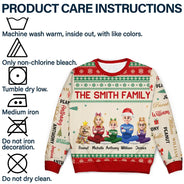 Christmas, Family, Happy, Vector - Matching Christmas Gift For Family - Personalized Member Names Holiday Unisex Ugly Sweater