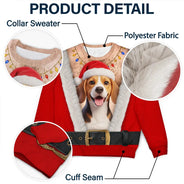 Adorable,Art Design,Christmas,Custom Photo,Gift For Father,Pet Dad,Pet Lovers,Photo - Christmas Accessories 3D Cartoon Pet,Top Market - Christmas Gag Gift For Pet Dad - Personalized Custom Photo Pet Face Hairy Chest Abs Body Unisex Ugly Sweater