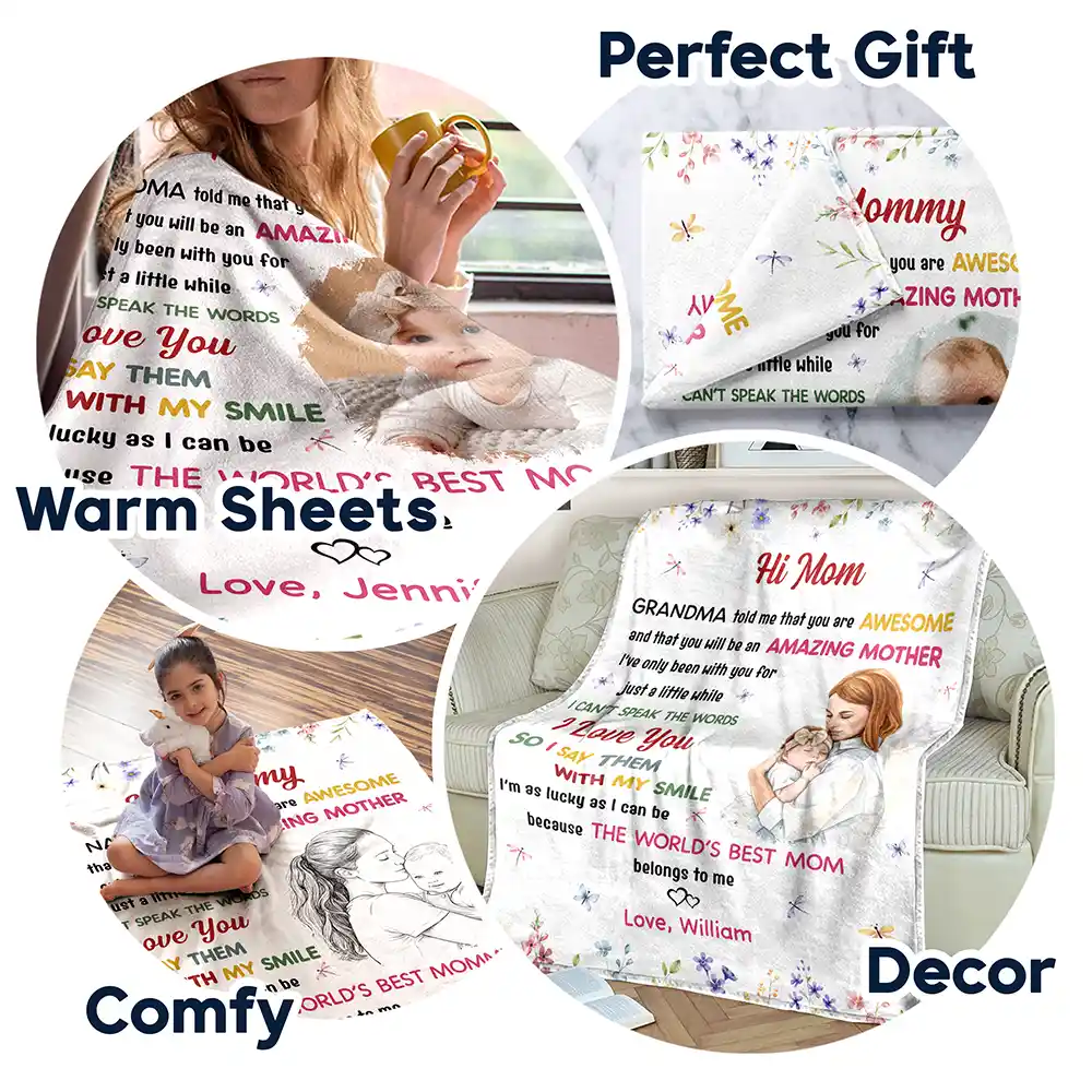 New Mom,Love,Gift For Mother - Custom Photo The World's Best Mommy Belongs To Me - Personalized Fleece Blanket, Sherpa Blanket