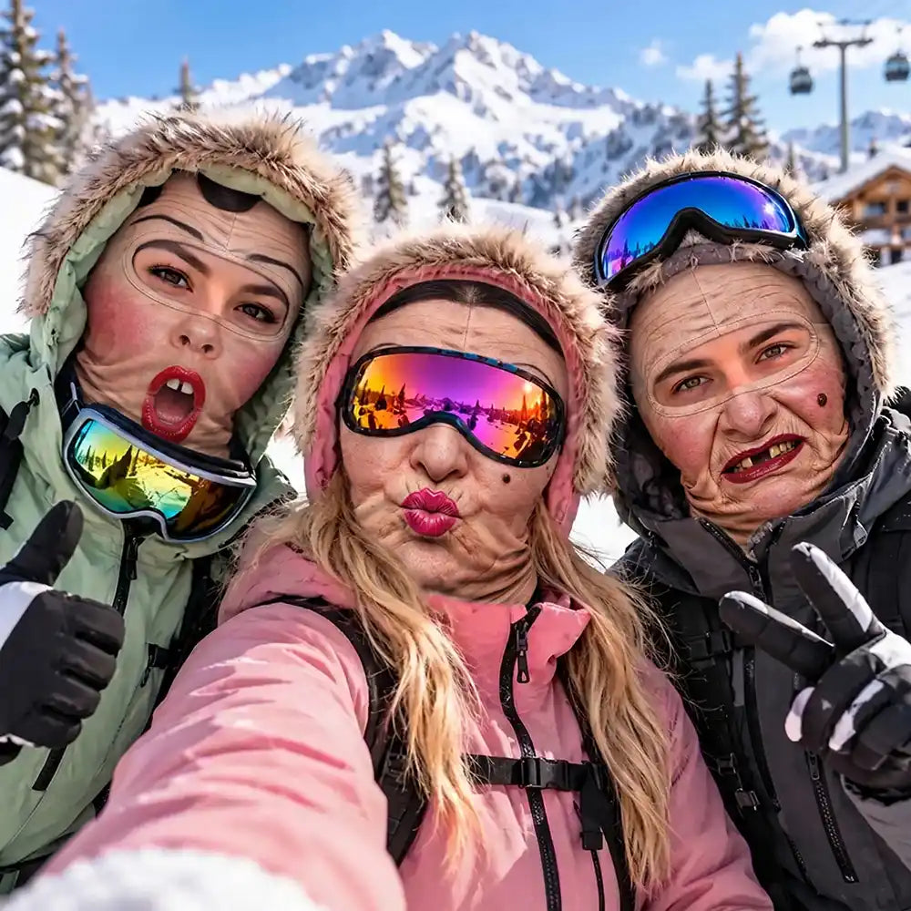 Christmas,Gift For Men,Gift For Yourself,Gifts For Him,Humorous,Icon,Skiing,Top Market - Winter Gag Gift For Husband Who Skis, Matching Gear For Friends - Personalized 3D Realistic Funny Face Printed Balaclava Face Mask