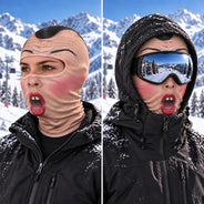 Christmas,Gift For Men,Gift For Yourself,Gifts For Him,Humorous,Icon,Skiing,Top Market - Winter Gag Gift For Husband Who Skis, Matching Gear For Friends - Personalized 3D Realistic Funny Face Printed Balaclava Face Mask