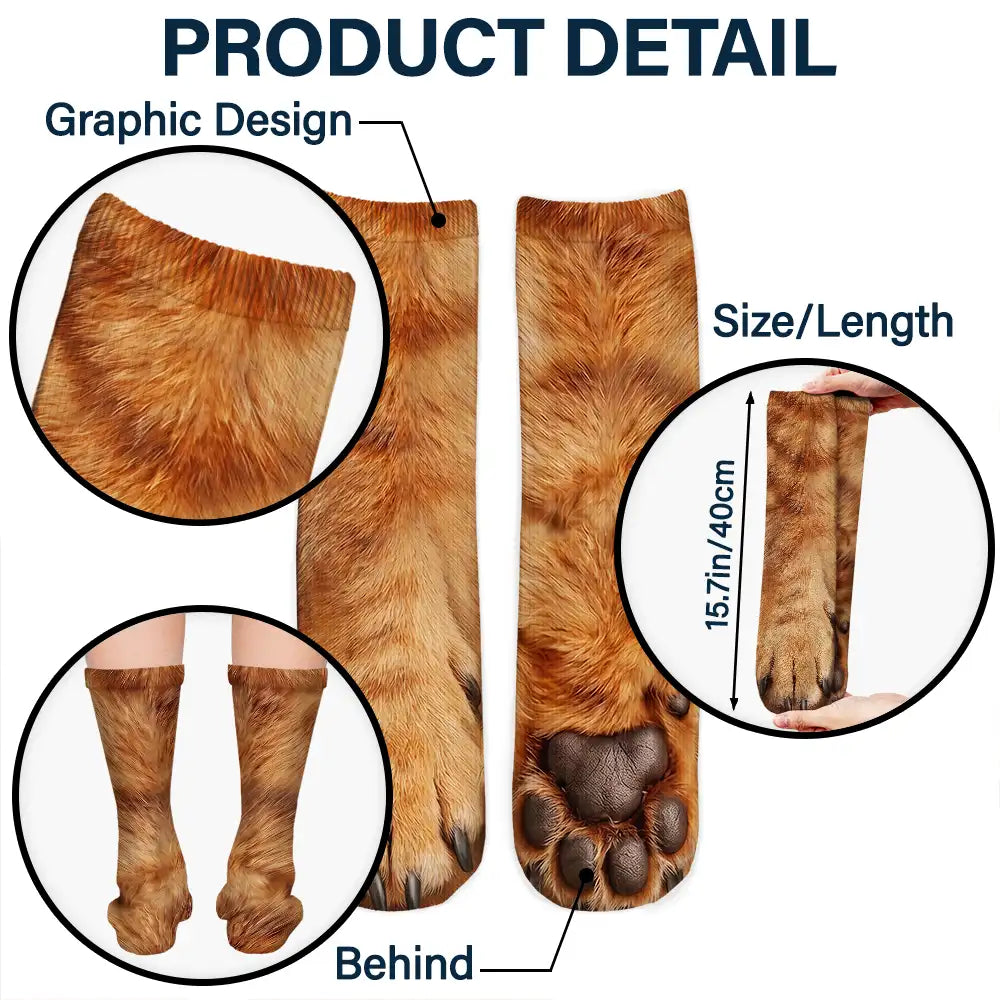Humorous,Icon,Pet Lovers - Gag Gift For Pet Lovers - Personalized Funny Feet Paws Socks