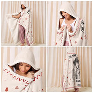 Art Design,Christmas,Custom Photo,First Christmas,Gift For Mother,Gifts For Her,Happy,New Baby,New Mom,Photo - Pencil Sketch - Remove BG - Gift For New Mom - Personalized Custom Photo Pencil Sketch The Year I Became A Mama Wearable Hooded Blanket