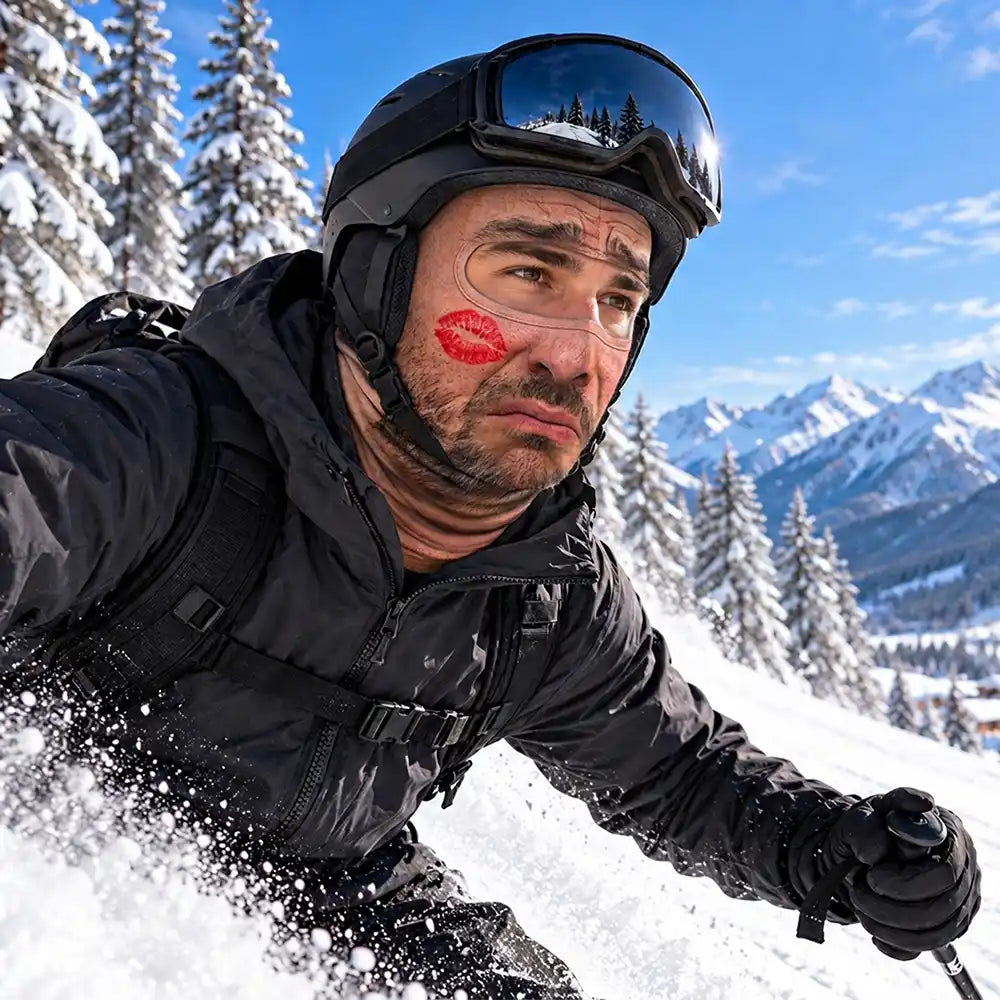 Christmas,Gift For Men,Gift For Yourself,Gifts For Him,Humorous,Icon,Skiing,Top Market - Winter Gag Gift For Husband Who Skis, Matching Gear For Friends - Personalized 3D Realistic Funny Face Printed Balaclava Face Mask