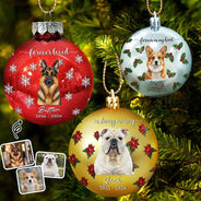 Art Design,Christmas,Custom Photo,Dog Lovers,Memorial,Pet Lovers,Pet Memorial,Photo - Oil Painting,Sympathetic - Christmas Memorial Gift For Loss Of Dog - Personalized Custom Photo Name & Years Forever Loved Dog Portrait Ball Ornament