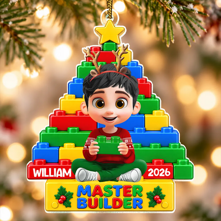 Christmas Gift For Kids - Personalized Little Builder Christmas Tree Acrylic Ornament