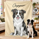 Custom Photo,Art Design,Pet Lovers,Top Market,Playful,Photo - Colored Pencil  - Custom Photo Colored Pencil Sketch Dog Cat Pet Portrait - Personalized Fleece Blanket, Sherpa Blanket
