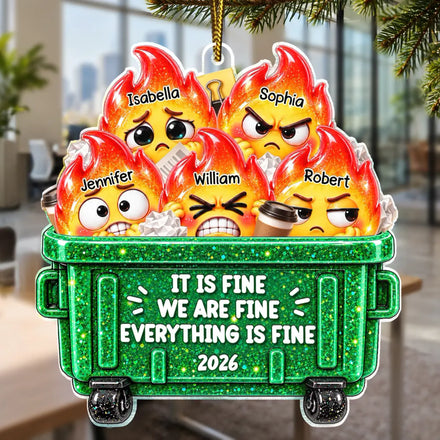 Funny Christmas Gag Gift For Coworkers - Personalized Year Dumpster Fire Acrylic Ornament