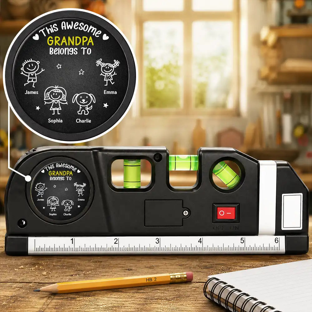 Gift For Men,Gift For Father,Gift For Boyfriend,Gift For Couples,Gift For Husband,Gift For Grandpa,Gift For Uncle,Non-Eng,Icon,Adorable - This Awesome Grandpa Belongs To Gift For Men Grandfather Daddy Uncle - Personalized Laser Level Tool