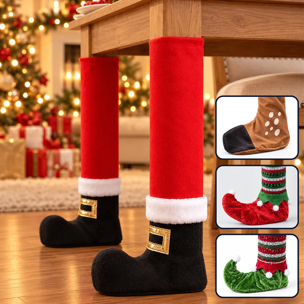 Christmas Home Decor, Dining Room Gift For Family - Santa, Reindeer, Elf Boot Furniture Leg Cover