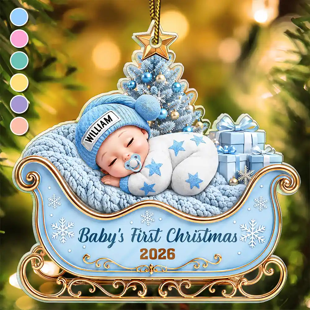 Adorable,New Mom,Christmas,Gift For Mother,Vector- Baby First Christmas Precious Gift For New Parents, New Baby - Personalized Custom Shaped Acrylic Ornament