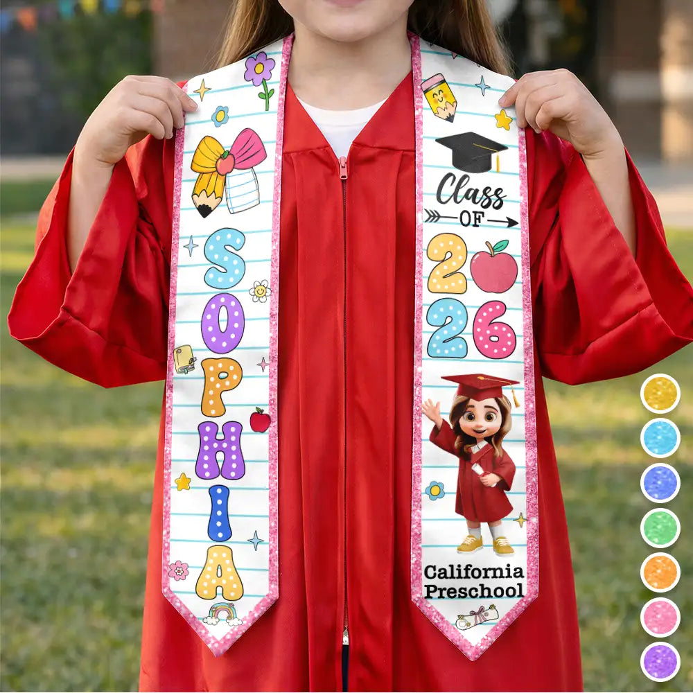 Congrats Graduation Cute Kid - Personalized Kid Graduation Stole