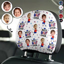 Gift For Father,Gift For Grandpa,Independence Day,Gift For Mother,Gift For Grandma,Photo,Icon,Humorous - Custom Photo Stars & Stripes Best Mom Dad Grandma Grandpa Ever - Personalized Car Headrest Covers