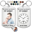 Custom Photo,Gift For Father,New Dad,New baby,Non-Eng,Photo - Watercolor (remove BG),Time-to-Clock,Adorable - Custom Photo Realistic Watercolor Art The Moment You Became My Dad - Personalized Aluminum Keychain