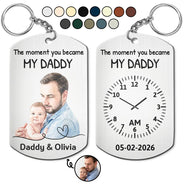 Custom Photo,Gift For Father,New Dad,New baby,Non-Eng,Photo - Watercolor (remove BG),Time-to-Clock,Adorable - Custom Photo Realistic Watercolor Art The Moment You Became My Dad - Personalized Aluminum Keychain