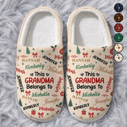 Christmas, Custom Text, Gift For Grandma, Gifts For Her, Happy - Christmas Gift For Grandma Nana - Personalized Kids Names Fluffy Slippers