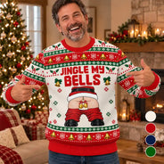 Christmas,Gift For Couples,Gift For Him,Gift For Husband,Humorous,Icon,Top Market - Funny Christmas Gift For Husband Boyfriend - Personalized Jingle My Bells Unisex Ugly Sweater
