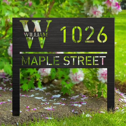 Welcome House Address Number Sign - Personalized Metal Garden Stake