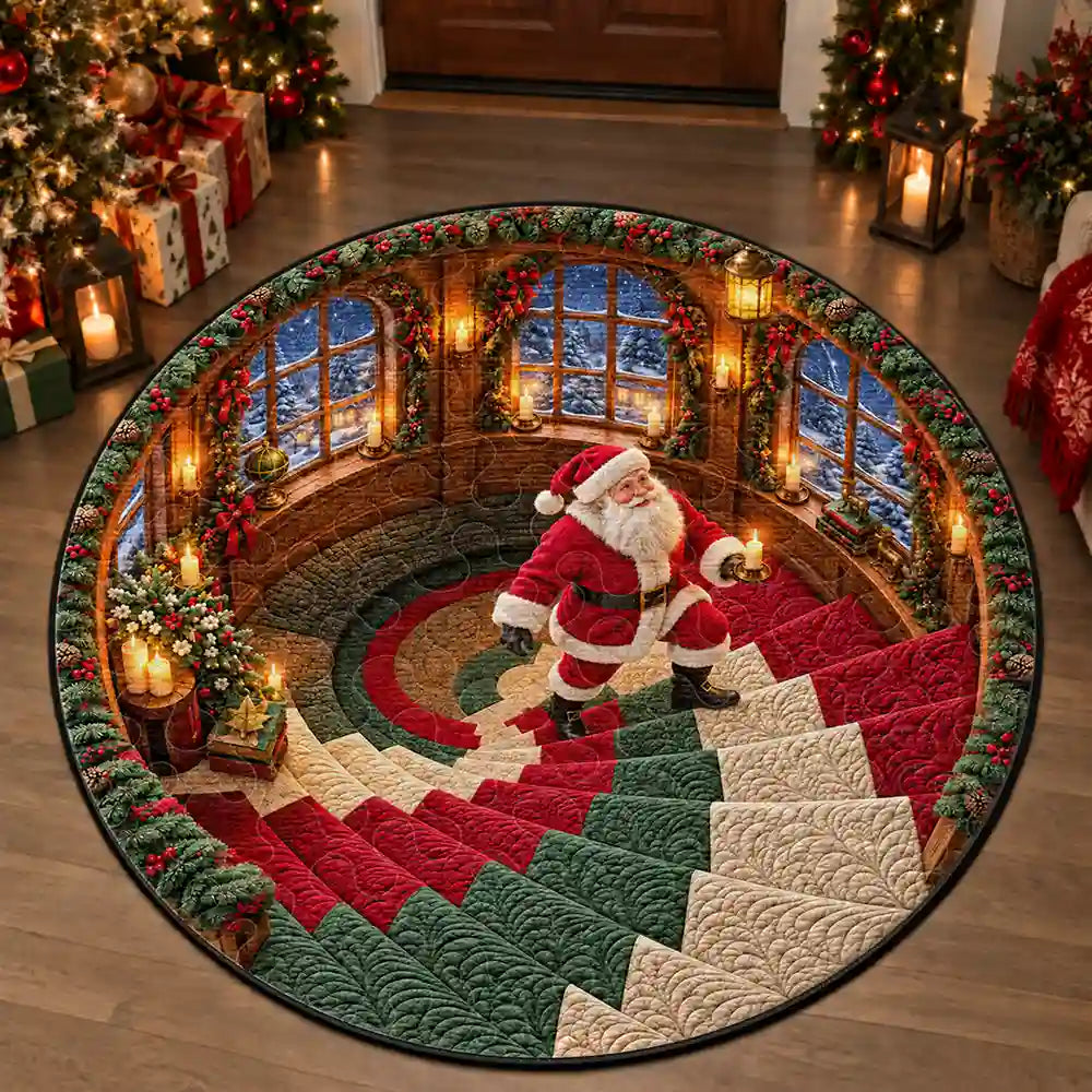 Top Market,Playful,Christmas,Family,Icon - Santa Gingerbread Elf Gnome Christmas Theme Faux Quilt Effect Gift Home Decor For Family - Personalized Custom Shaped Rug