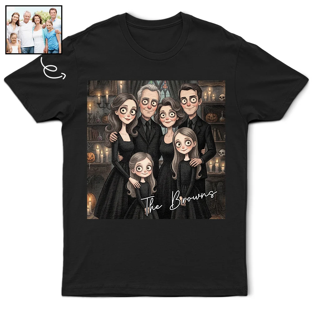Art Design,Playful,Halloween,Family,Photo - Gothic Portrait Art - Custom Photo Gothic Portrait Art Family Bestie Pet Lovers - Personalized T Shirt