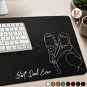 Dad - Children,Cat Dad,Dog Dad,Pet Dad,Gift For Father,Gift For Grandpa,Non-Eng,Photo - Faceless Portrait,Sentimental - Custom Photo Faceless Portrait Best Dad Papa Ever We Love You - Personalized Leather Desk Mat