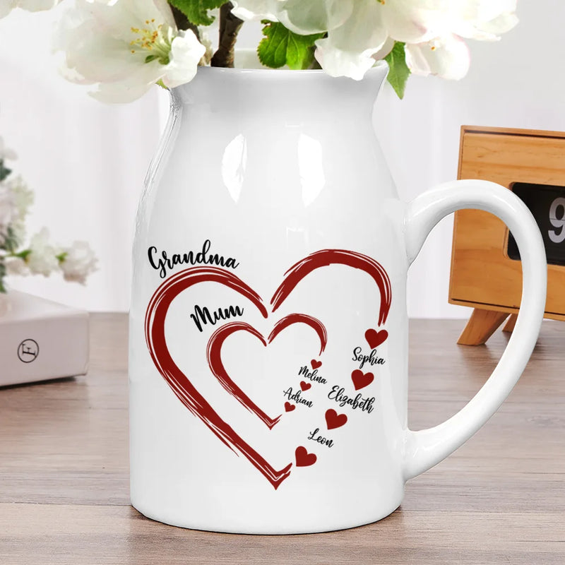 Mom Grandma Sweethearts - Personalized Ceramic Flower Vase