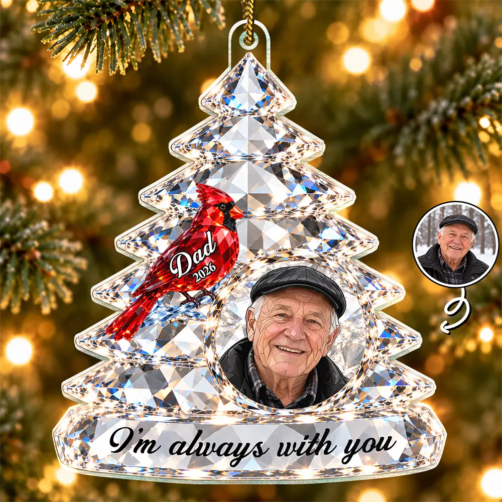 Art Design,Christmas,Custom Photo,Family,Memorial,Memorial Loved One,Photo - Stained Glass,Sentimental,Top Market - Remembrance Christmas Gift For Family - Personalized Custom Photo Cardinal Butterfly Memorial Acrylic Ornament