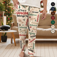 Christmas,Custom Text,Gift For Grandpa,Gifts For Him,Happy - Christmas Gift For Grandpa Papa - Personalized Grandkids Name Pajama Pants