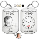 Gift For Son,Mom - Sons,Dad - Sons,Happy - Custom Photo Pencil Sketch The Moment You Became My Dad - Personalized Aluminum Keychain