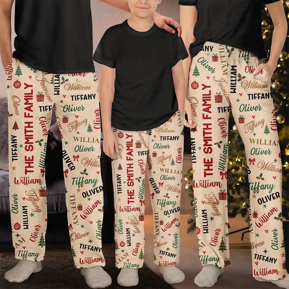 Matching Christmas Gift For Family - Personalized Names Holiday Pajama Pants