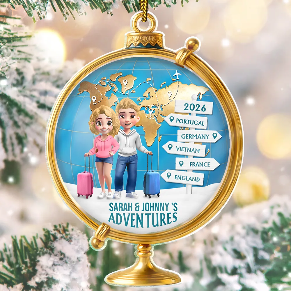 The Year We Visited Around The Globe - Personalized Custom Shaped Acrylic Ornament