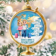 The Year We Visited Around The Globe - Personalized Custom Shaped Acrylic Ornament