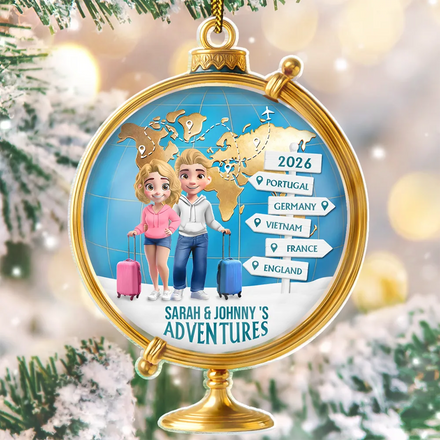 The Year We Visited Around The Globe - Personalized Custom Shaped Acrylic Ornament