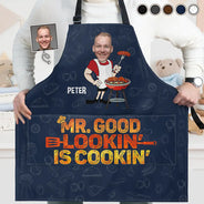 Custom Photo Mr. Good Lookin' Is Cookin' - Personalized Apron