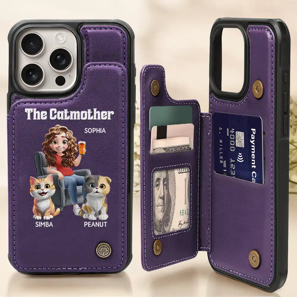 The Cat Mother 3d Effect - Personalized Leather Flip Wallet Phone Case