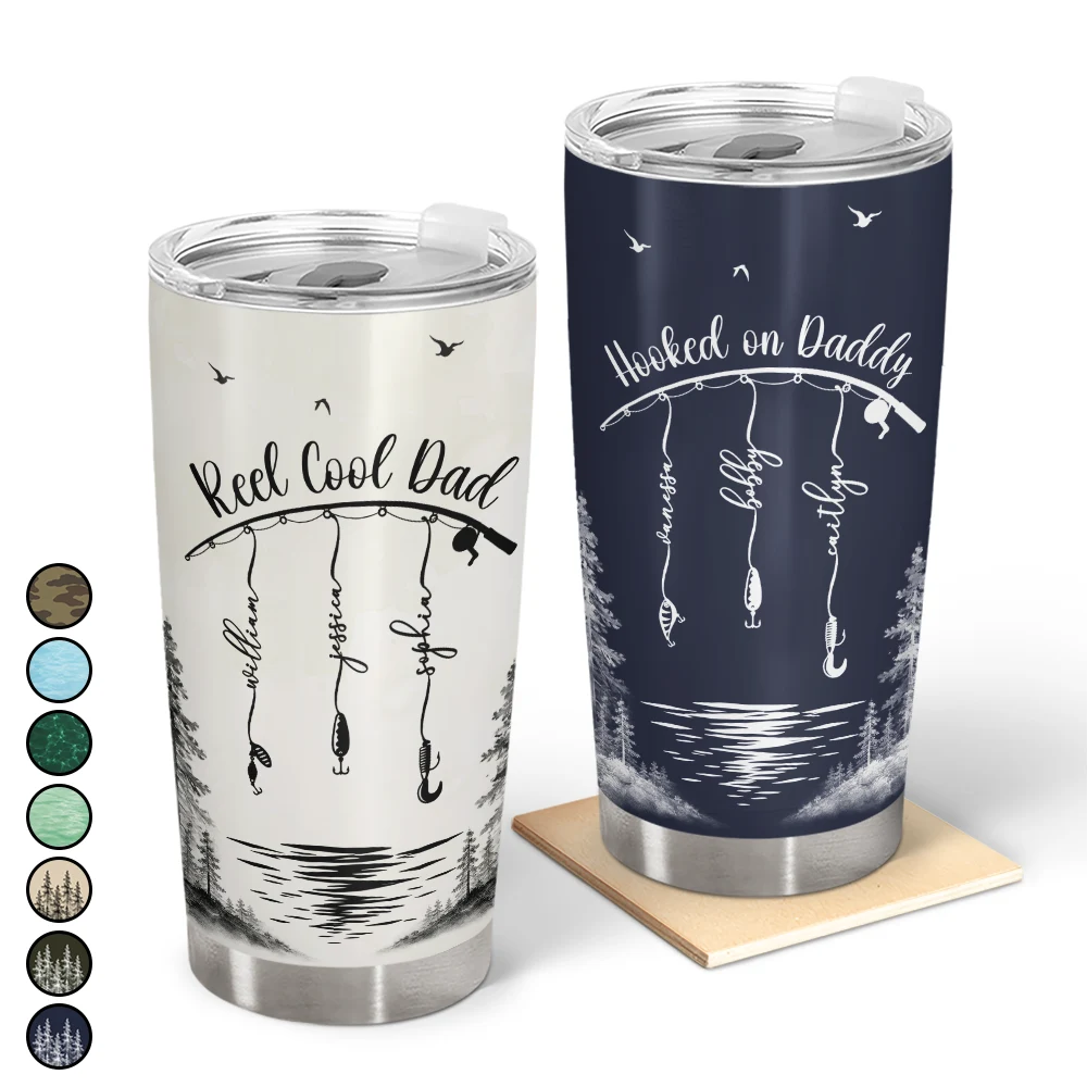 Gift For Father,Gift For Grandpa,Fishing,Non-Eng,Icon,Proud - Reel Cool Dad Grandpa - Personalized Tumbler