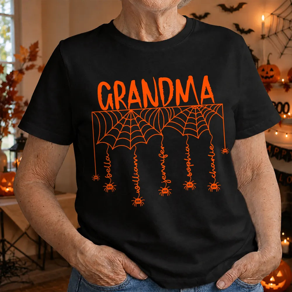 Adorable,Gift For Grandma,Halloween,Custom Text - Spooky Grandma Grandkids' Names - Personalized T Shirt